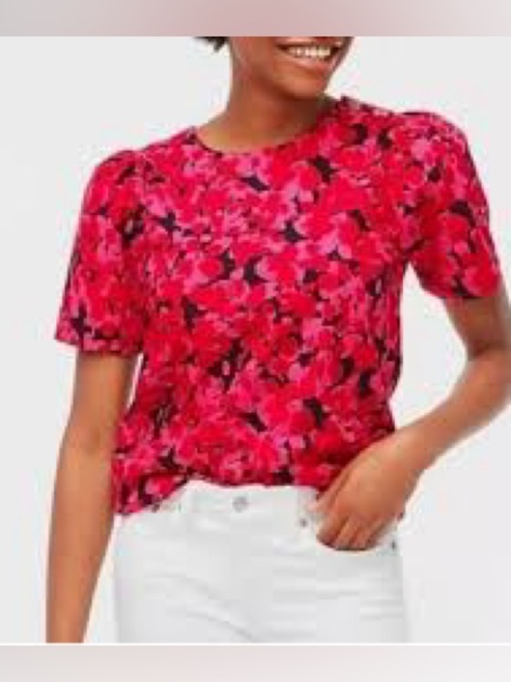 J Crew Azalea Berry Poplin sleeve blouse